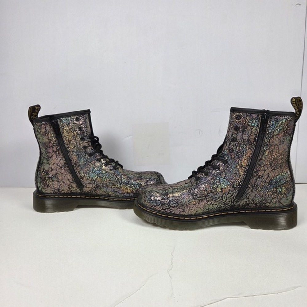 Dr. Martens Boots Disco Crinkle Black 1460 Y Combat Zip  US Size 6 Girls 5 Boys - Picture 9 of 16